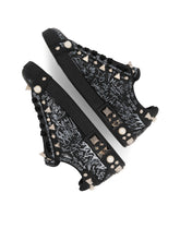 Calfskin nappa Portofino sneakers with studs - | Dolce & Gabbana