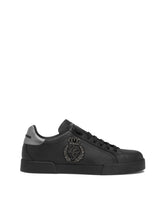 Calfskin nappa Portofino sneakers with crown patch - | Dolce & Gabbana