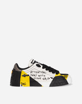 Calfskin Portofino sneakers with lettering - | Dolce & Gabbana