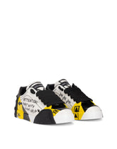 Calfskin Portofino sneakers with lettering - | Dolce & Gabbana