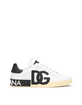 Calfskin Portofino sneakers with DG logo print - | Dolce & Gabbana