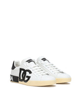 Calfskin Portofino sneakers with DG logo print - | Dolce & Gabbana