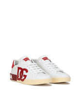 Calfskin Portofino sneakers with DG logo print - | Dolce & Gabbana