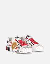 Portofino calf leather sneakers with patch - | Dolce & Gabbana