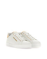 Calfskin nappa Portofino sneakers with lettering logo - | Dolce & Gabbana