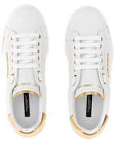 Calfskin nappa Portofino sneakers with lettering logo - | Dolce & Gabbana