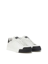 Calfskin nappa Portofino sneakers with rubber toe - | Dolce & Gabbana