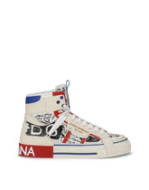Calfskin Custom 2.Zero high-top sneakers with graffiti print - | Dolce & Gabbana