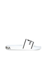 Rubber beachwear sliders with Dolce&Gabbana milano and crown - | Dolce & Gabbana