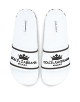 Rubber beachwear sliders with Dolce&Gabbana milano and crown - | Dolce & Gabbana