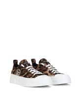 Cotton drill Portofino Light sneakers with leopard print and DG logo - | Dolce & Gabbana
