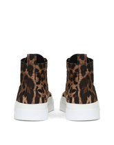 Cotton drill Portofino Light mid-top sneakers with leopard print - | Dolce & Gabbana