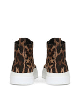 Cotton drill Portofino Light mid-top sneakers with leopard print - | Dolce & Gabbana
