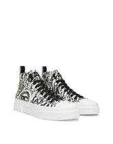 Canvas Portofino Light mid-top sneakers with DG logo print - | Dolce & Gabbana