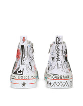 Hand-painted graffiti canvas Portofino Light mid-top sneakers - | Dolce & Gabbana