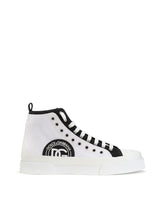Two-tone canvas Portofino Light mid-top sneakers with DG logo - | Dolce & Gabbana