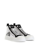 Two-tone canvas Portofino Light mid-top sneakers with DG logo - | Dolce & Gabbana