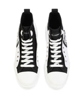 Two-tone canvas Portofino Light mid-top sneakers with DG logo - | Dolce & Gabbana