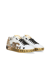 Printed calfskin nappa Portofino sneakers with DG logo and embroidery - | Dolce & Gabbana