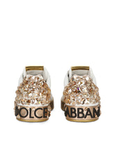 Printed calfskin nappa Portofino sneakers with DG logo and embroidery - | Dolce & Gabbana