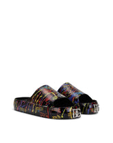 Beachwear sliders with color splash print - | Dolce & Gabbana