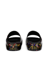 Beachwear sliders with color splash print - | Dolce & Gabbana