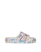 Beachwear sliders with color splash print - | Dolce & Gabbana