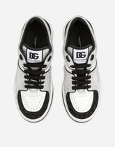 New Roma sneaker in calf leather with hotfix rhinestones - | Dolce & Gabbana