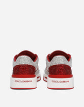 New Roma sneaker in calf leather with hotfix rhinestones - | Dolce & Gabbana