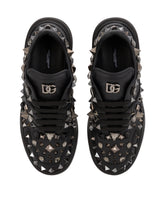 Calfskin nappa New Roma sneakers with studs - | Dolce & Gabbana