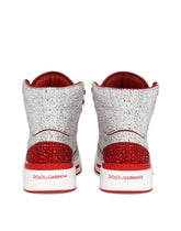 Calfskin New Roma high-top sneakers with fusible rhinestones - | Dolce & Gabbana