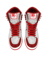 Calfskin New Roma high-top sneakers with fusible rhinestones - | Dolce & Gabbana