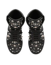 Calfskin nappa New Roma mid-top sneakers with studs - | Dolce & Gabbana
