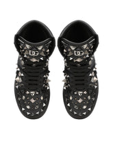 Calfskin nappa New Roma mid-top sneakers with studs - | Dolce & Gabbana