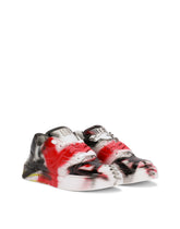 Calfskin New Roma sneakers with spray-paint graffiti print - | Dolce & Gabbana