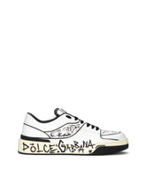 Graffiti-print calfskin New Roma sneakers - | Dolce & Gabbana
