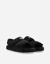 Terrycloth sandals with logo tag - | Dolce & Gabbana