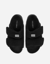 Terrycloth sandals with logo tag - | Dolce & Gabbana