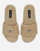 Terrycloth sliders with logo tag - | Dolce & Gabbana