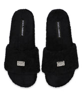 Terrycloth sliders with logo tag - | Dolce & Gabbana