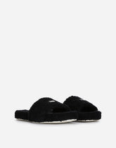 Terrycloth sliders with logo tag - | Dolce & Gabbana