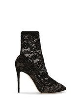 Stretch lace and gros grain booties - | Dolce & Gabbana