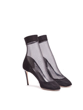 ANKLE BOOTS IN STRETCH TULLE AND PATENT LEATHER - | Dolce & Gabbana