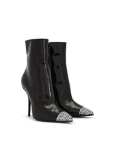 Patent leather ankle boots with fusible rhinestones - | Dolce & Gabbana