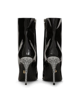 Patent leather ankle boots with fusible rhinestones - | Dolce & Gabbana