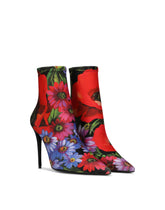 Stretch jersey ankle boots with logo print - | Dolce & Gabbana