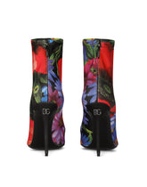 Stretch jersey ankle boots with logo print - | Dolce & Gabbana