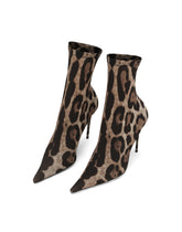 Leopard-print stretch fabric ankle boots - | Dolce & Gabbana