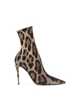 Leopard-print stretch fabric ankle boots - | Dolce & Gabbana