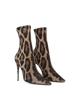Leopard-print stretch fabric ankle boots - | Dolce & Gabbana
